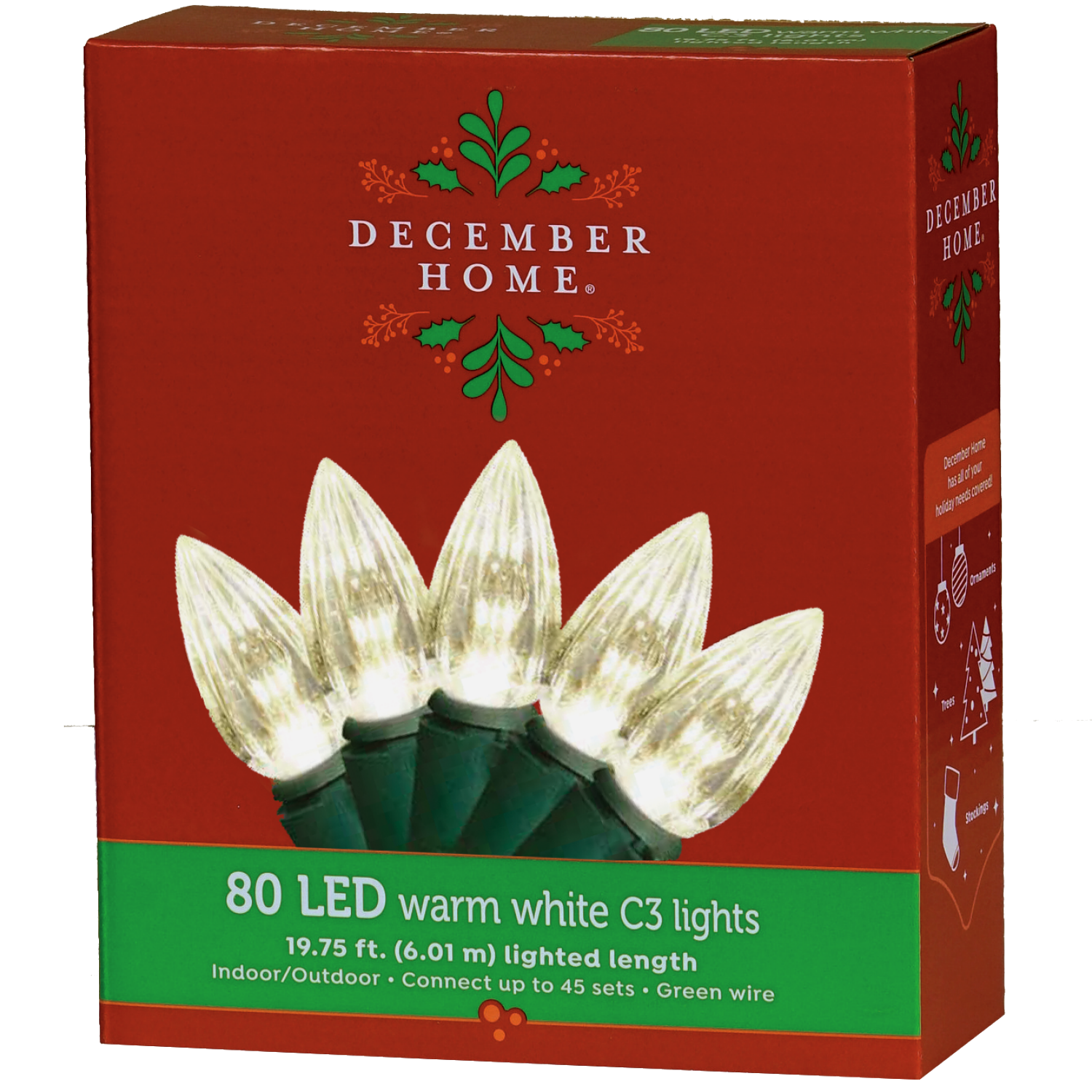 slide 2 of 2, December Home Light Set LED Vertical Cut C3, Warm White, 80 Count, 80 ct