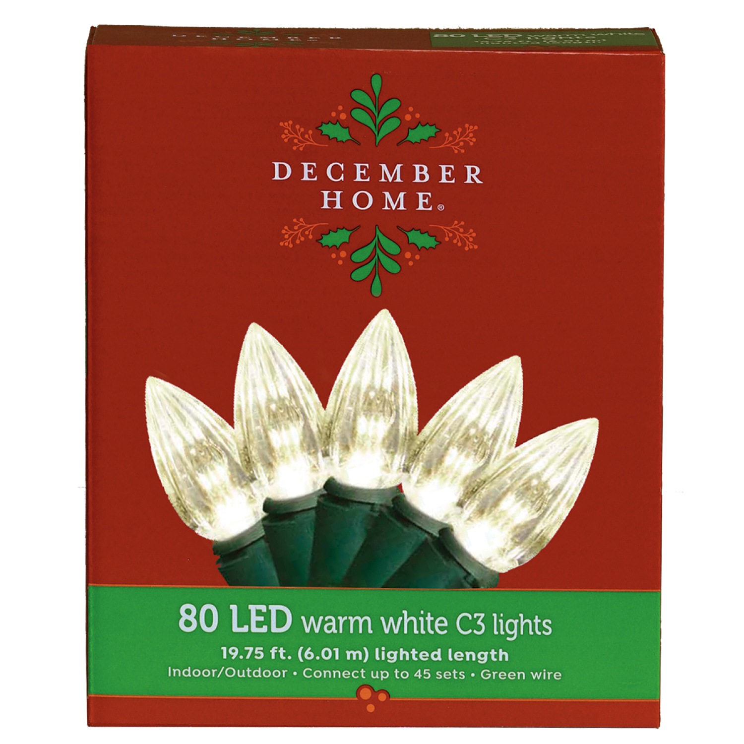 slide 1 of 2, December Home Light Set LED Vertical Cut C3, Warm White, 80 Count, 80 ct