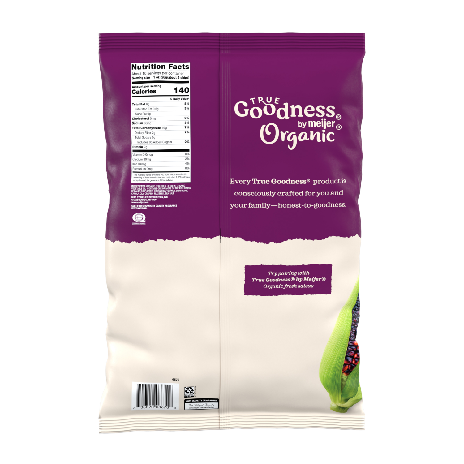 slide 2 of 2, TRUE GOODNESS TORTILLA CHIPS ORGANIC BLUE CORN W/ FLAX 10.1 OZ, 10.1 oz