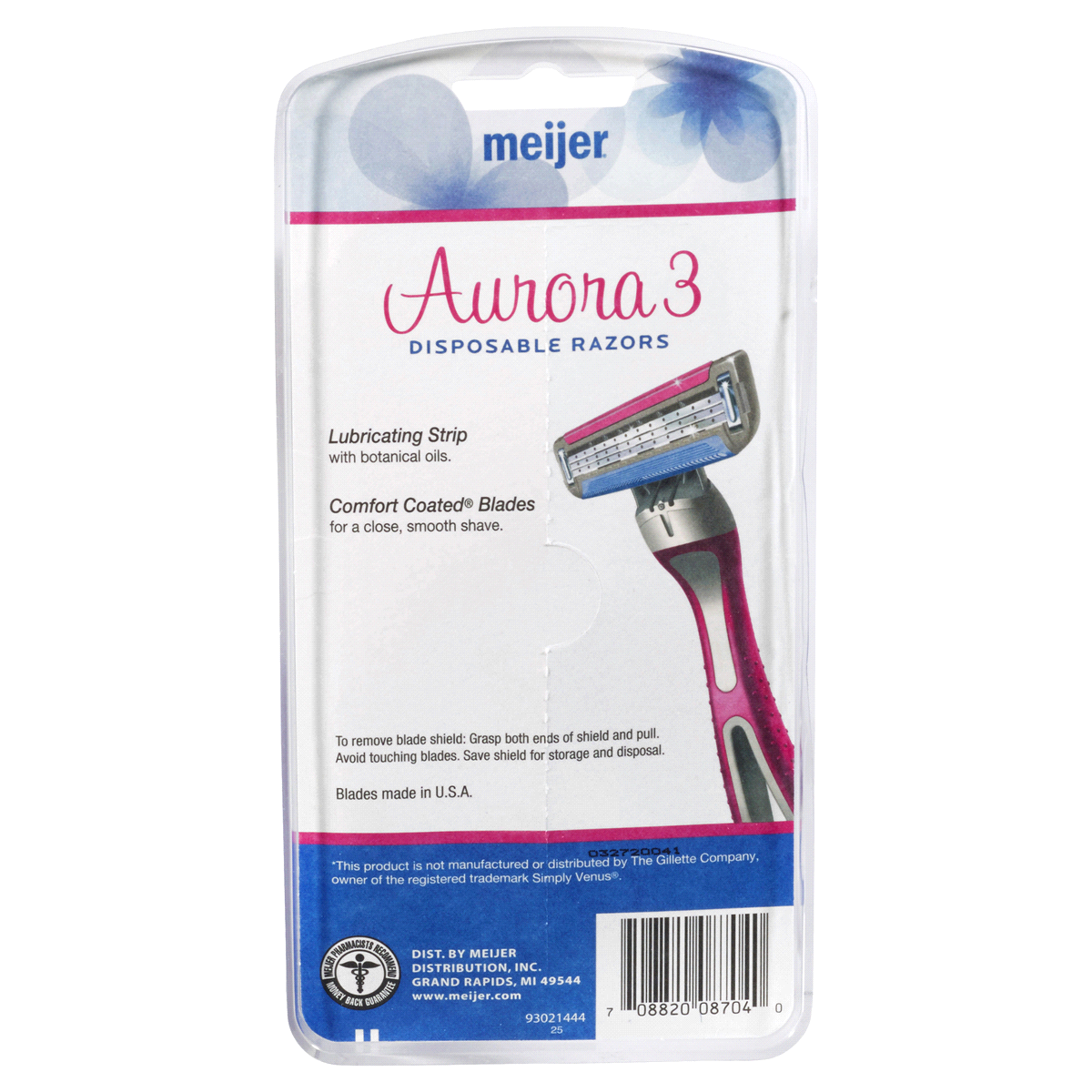 slide 2 of 2, Meijer Aurora 3 Triple Blade Women's Disposable Razor, 4 ct