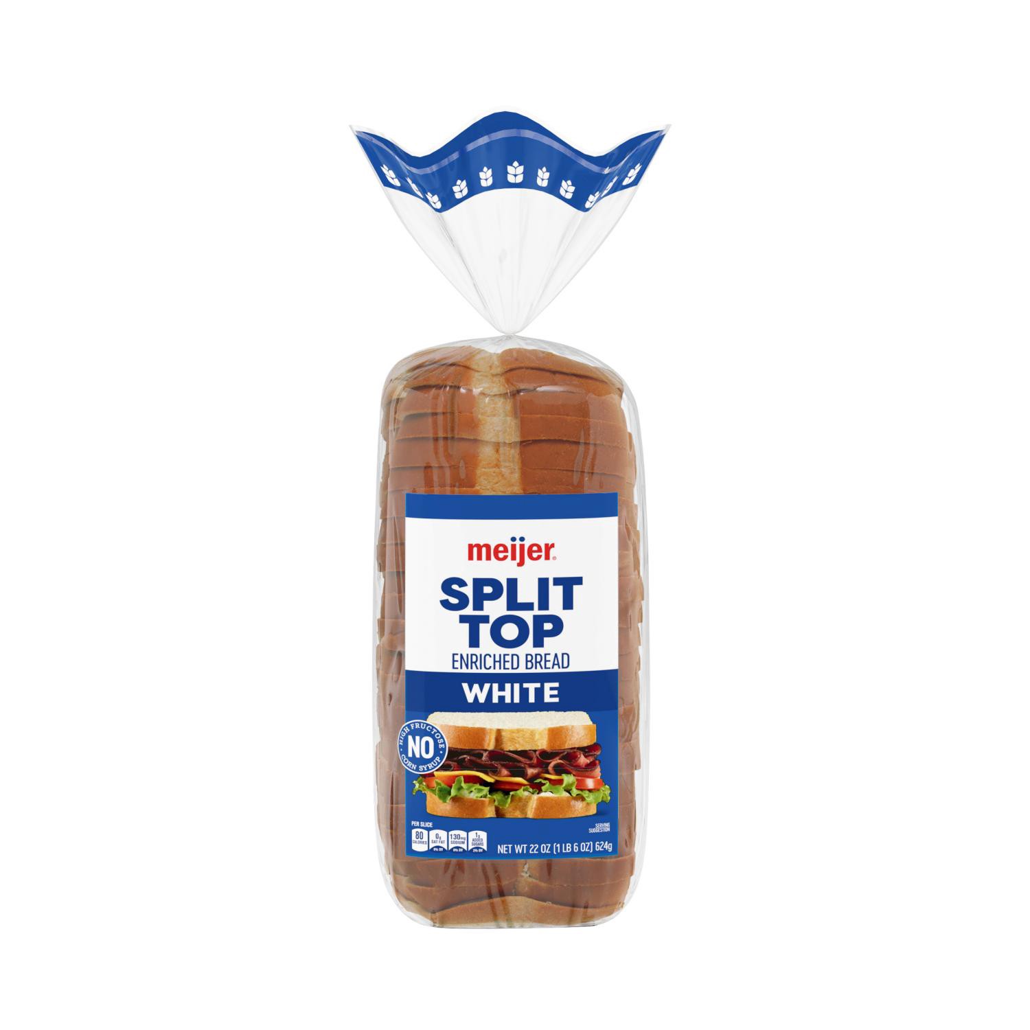 slide 1 of 5, Meijer Split Top White Bread, 22 Oz, 22 oz