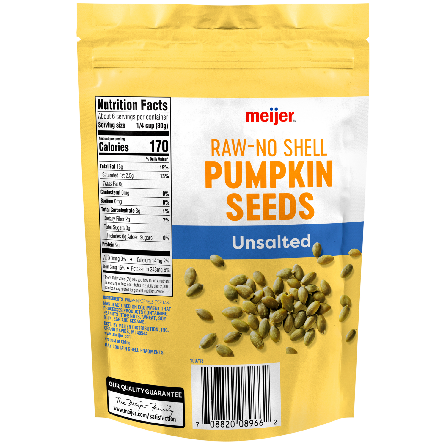 slide 2 of 2, Meijer Unsalted Raw Pumpkin Seeds, 6 oz