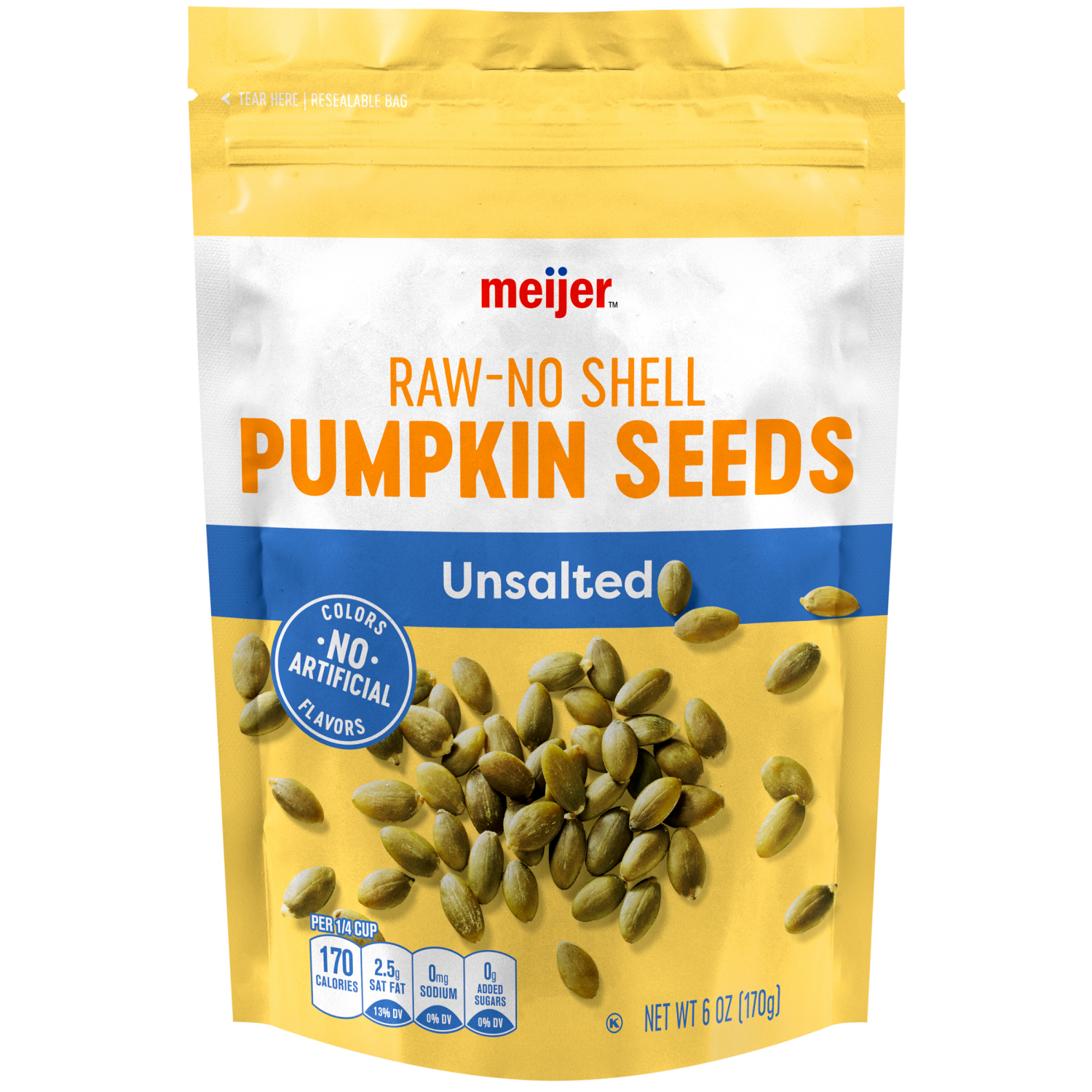 slide 1 of 2, Meijer Unsalted Raw Pumpkin Seeds, 6 oz