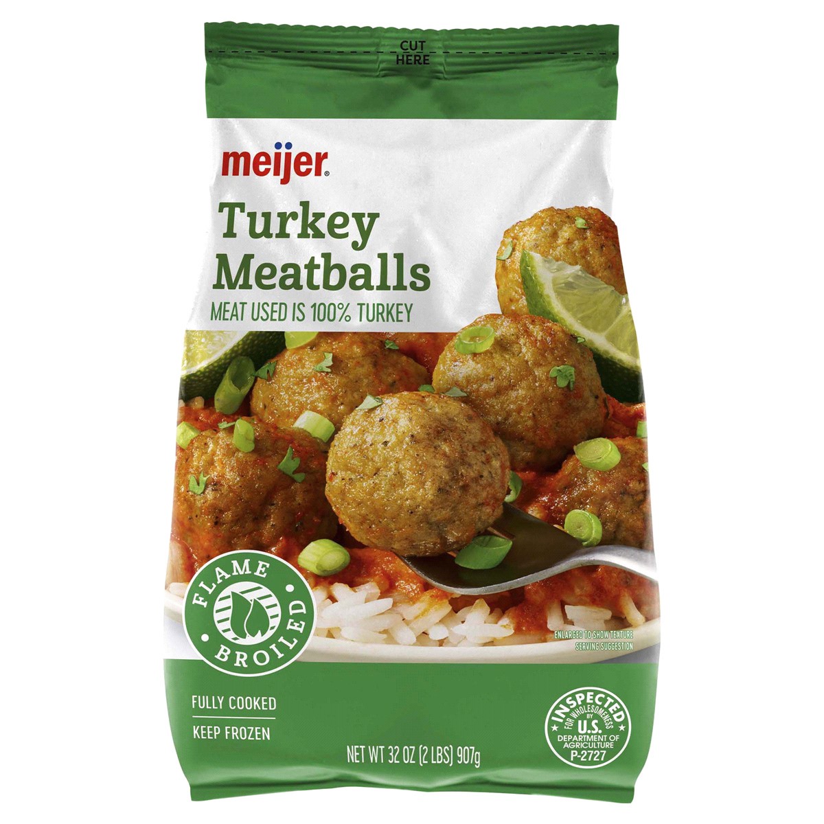 slide 1 of 13, Meijer Flame Broiled Turkey Meatballs, 32 oz