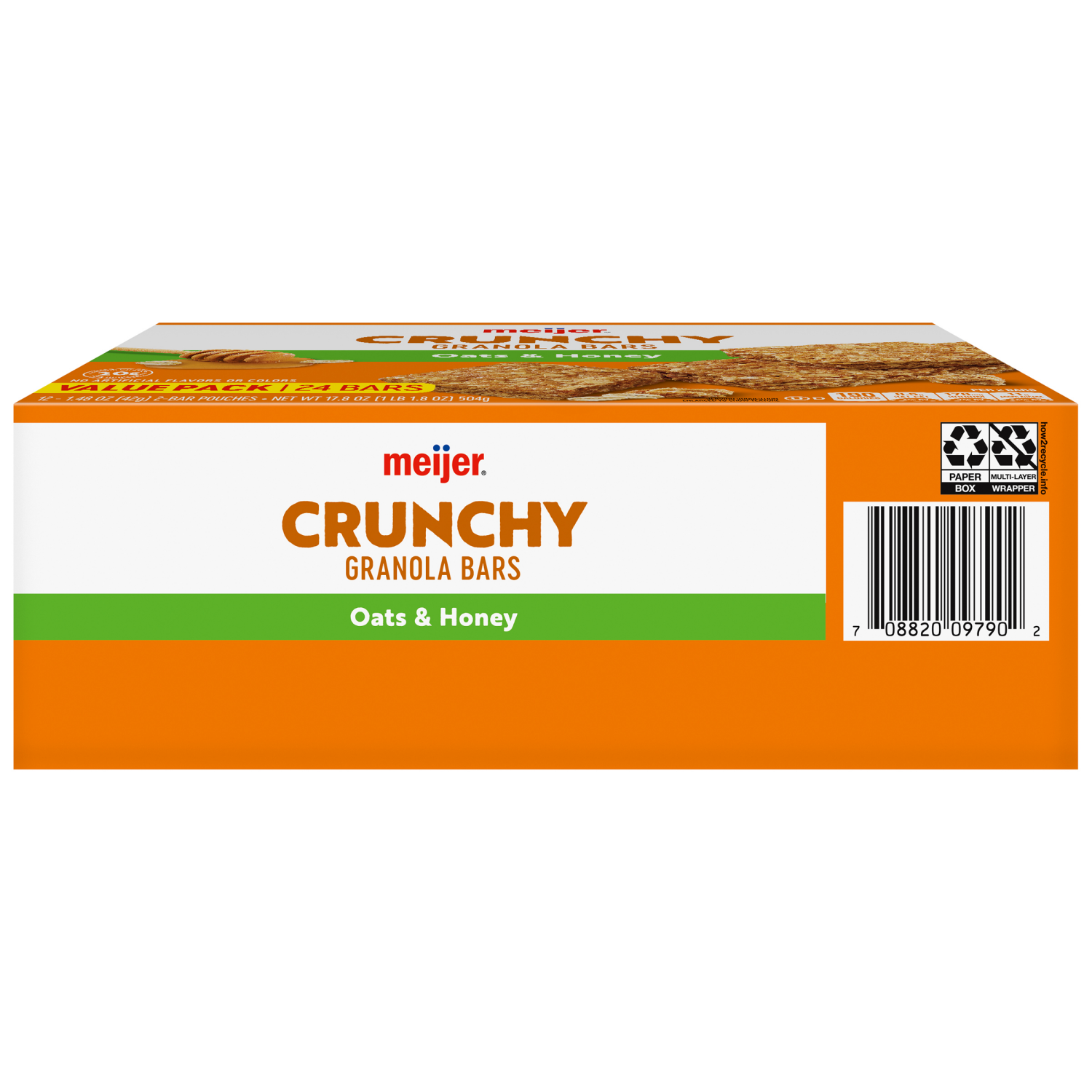 slide 3 of 8, Meijer Crunchy Oats & Honey Granola Bars, 12-2 Bar Pouches, 12/1.48 oz
