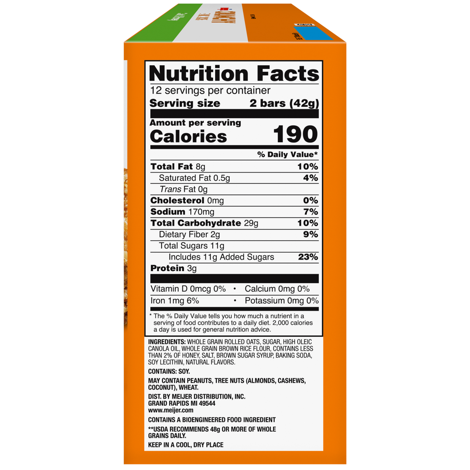 slide 5 of 8, Meijer Crunchy Oats & Honey Granola Bars, 12-2 Bar Pouches, 12/1.48 oz