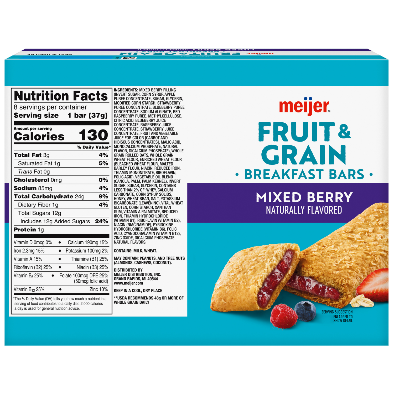 slide 2 of 8, Meijer Mixed Berry Fruit Grain Bar 8ct, 8 ct