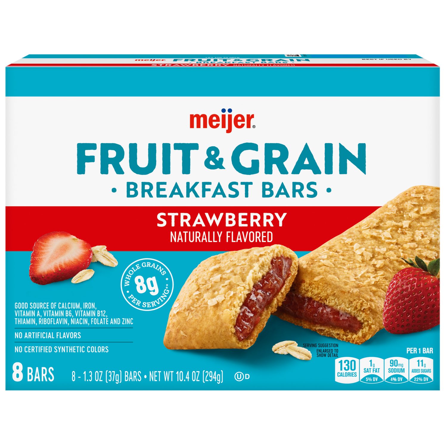 slide 1 of 8, Meijer Fruit n Grain Bar Strawberry 8ct 1.3oz, 8 ct, 1.3 oz