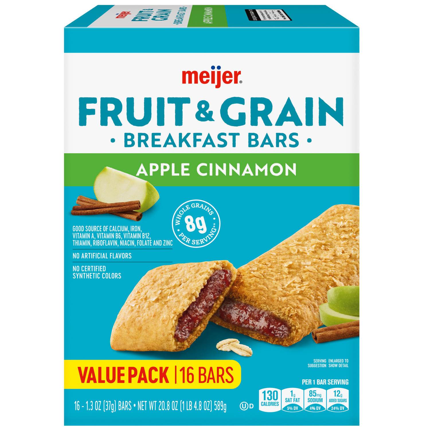 slide 2 of 8, Meijer Fruit and Grain Apple Cinnamon Bars, 16 ct, 16 ct