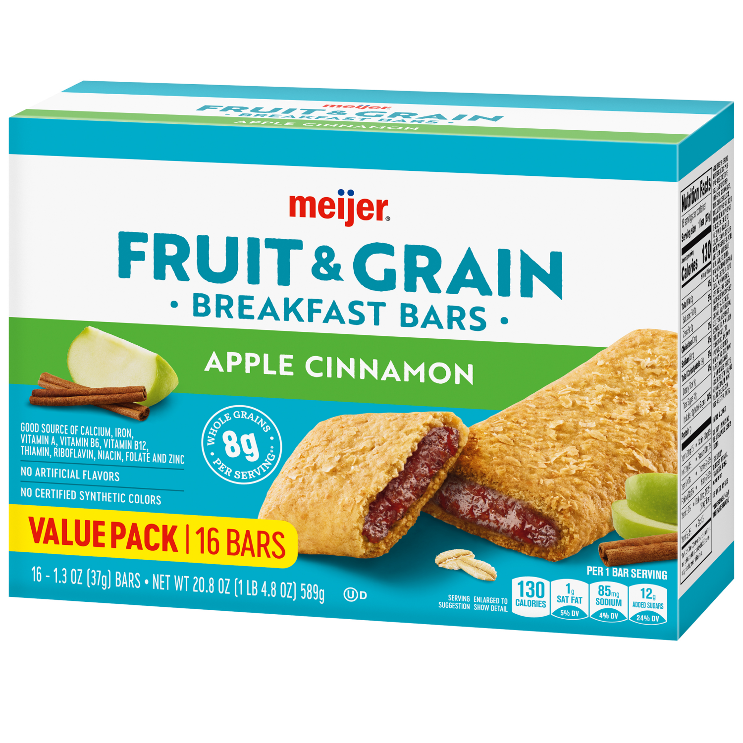 slide 7 of 8, Meijer Fruit and Grain Apple Cinnamon Bars, 16 ct, 16 ct