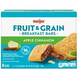 Meijer Fruit And Grain Apple Cinnamon Breakfast Bars, 8 Ct
