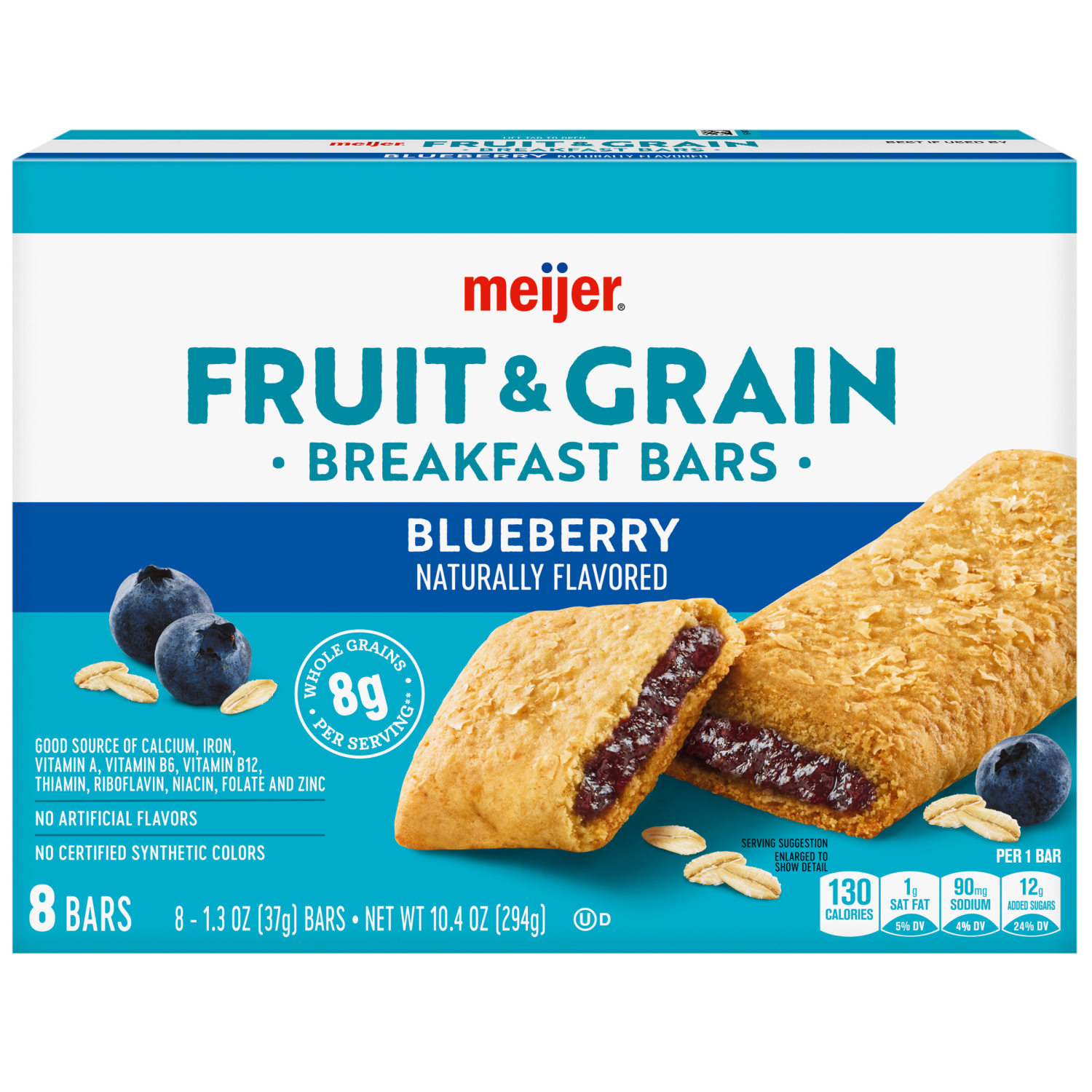 slide 1 of 8, Meijer Fruit & Grain Bar Blueberry 8ct. 1.3 oz, 8 ct, 1.3 oz