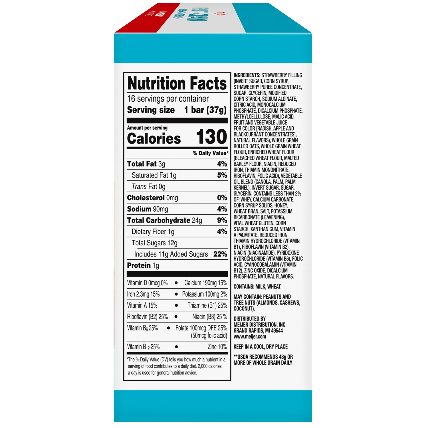 slide 5 of 8, Meijer Fruit and Grain Bar Strawberry 16ct 1.3oz., 16 ct, 1.3 oz