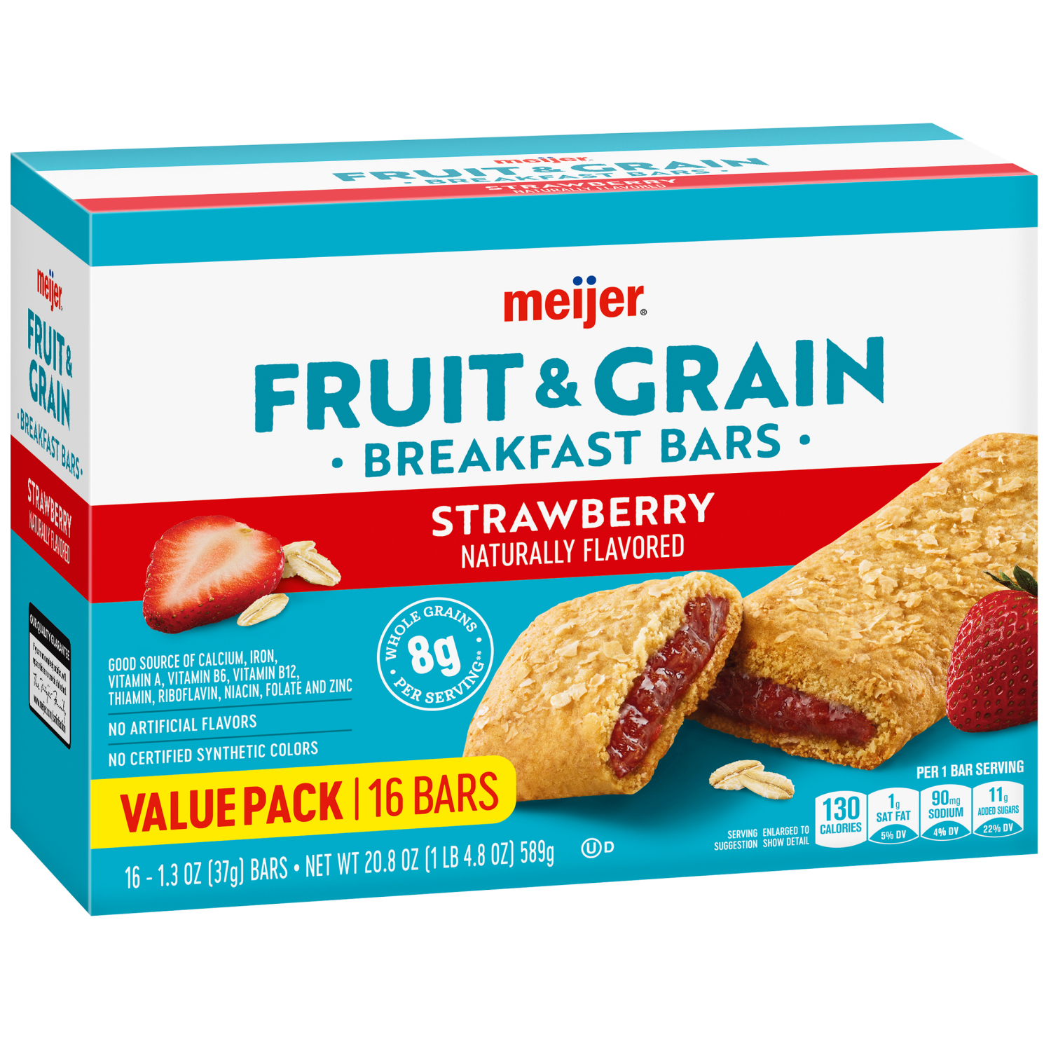 slide 6 of 8, Meijer Fruit and Grain Bar Strawberry 16ct 1.3oz., 16 ct, 1.3 oz
