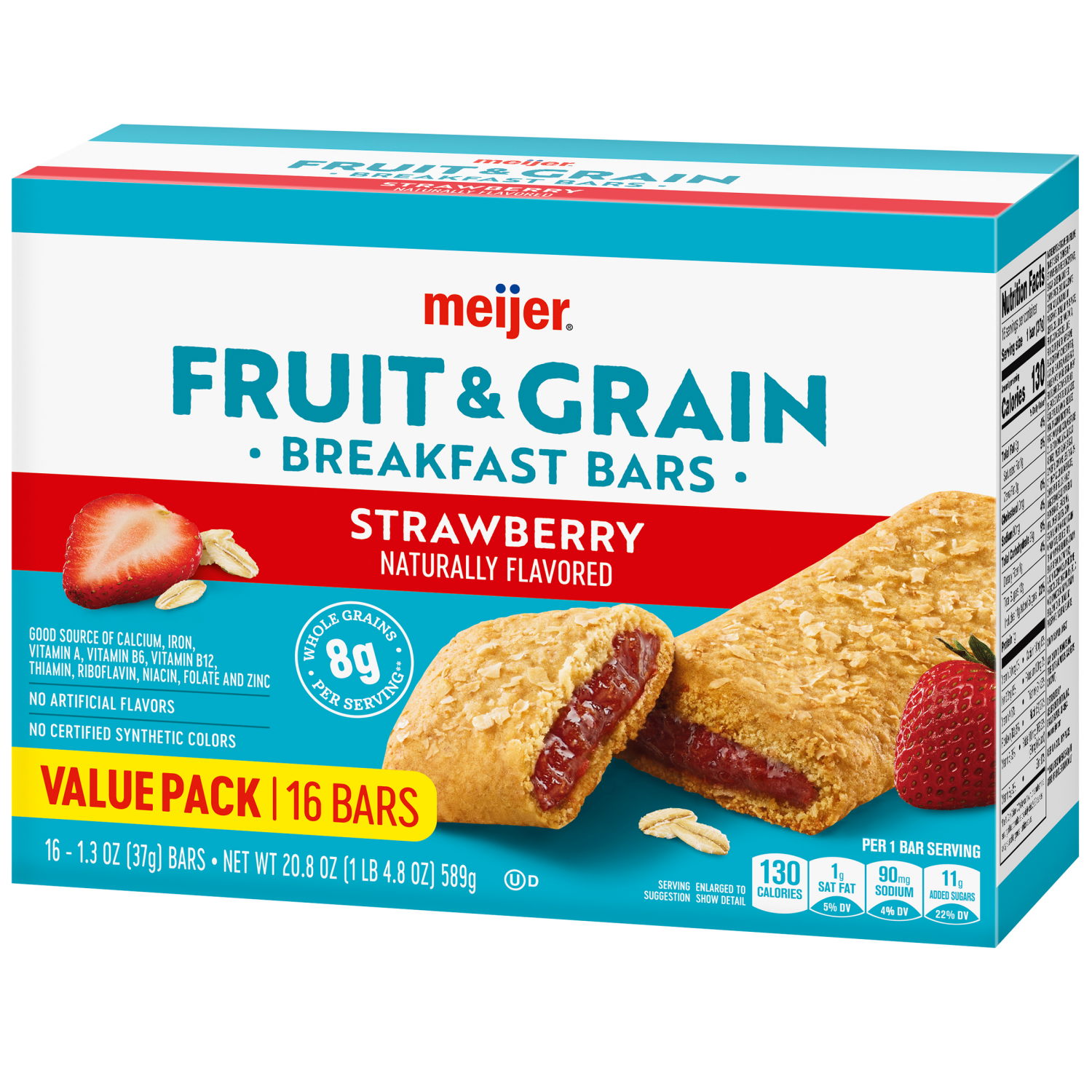 slide 7 of 8, Meijer Fruit and Grain Bar Strawberry 16ct 1.3oz., 16 ct, 1.3 oz