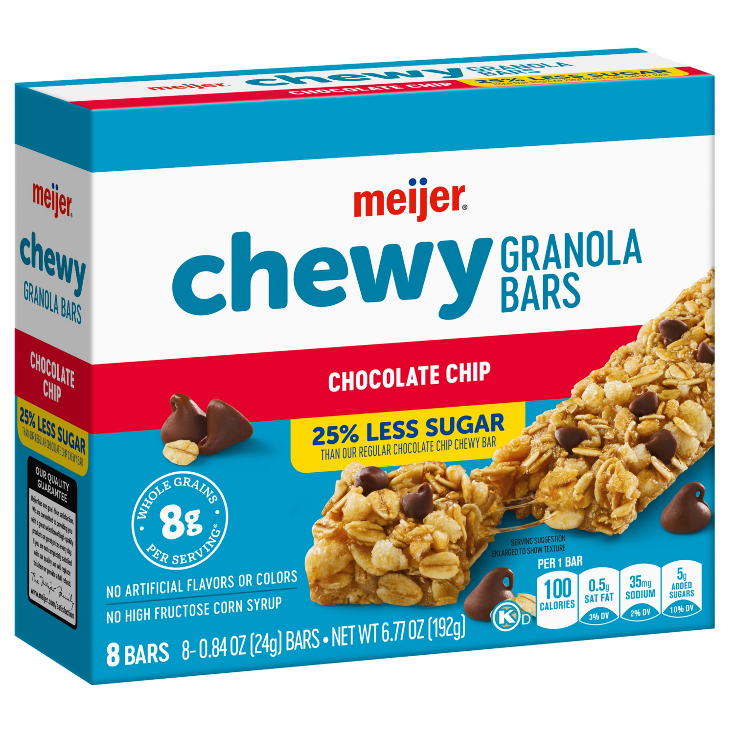 slide 6 of 8, Meijer Reduced Sugar Chocolate Chip Chewy Granola Bars, 8ct, 8 ct