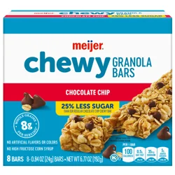 Meijer Reduced Sugar Chocolate Chip Chewy Granola Bars, 8ct
