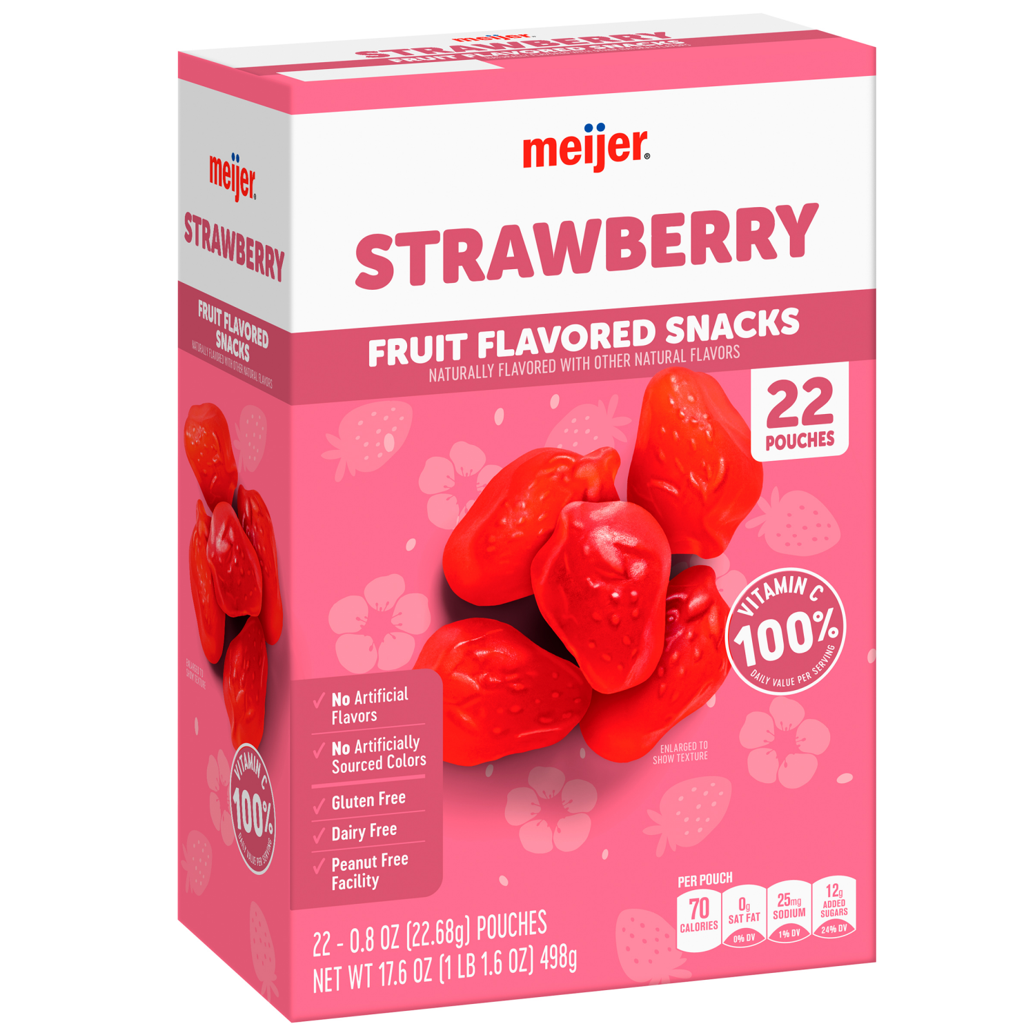 slide 6 of 8, Meijer Strawberry Fruit Snacks, 22 ct