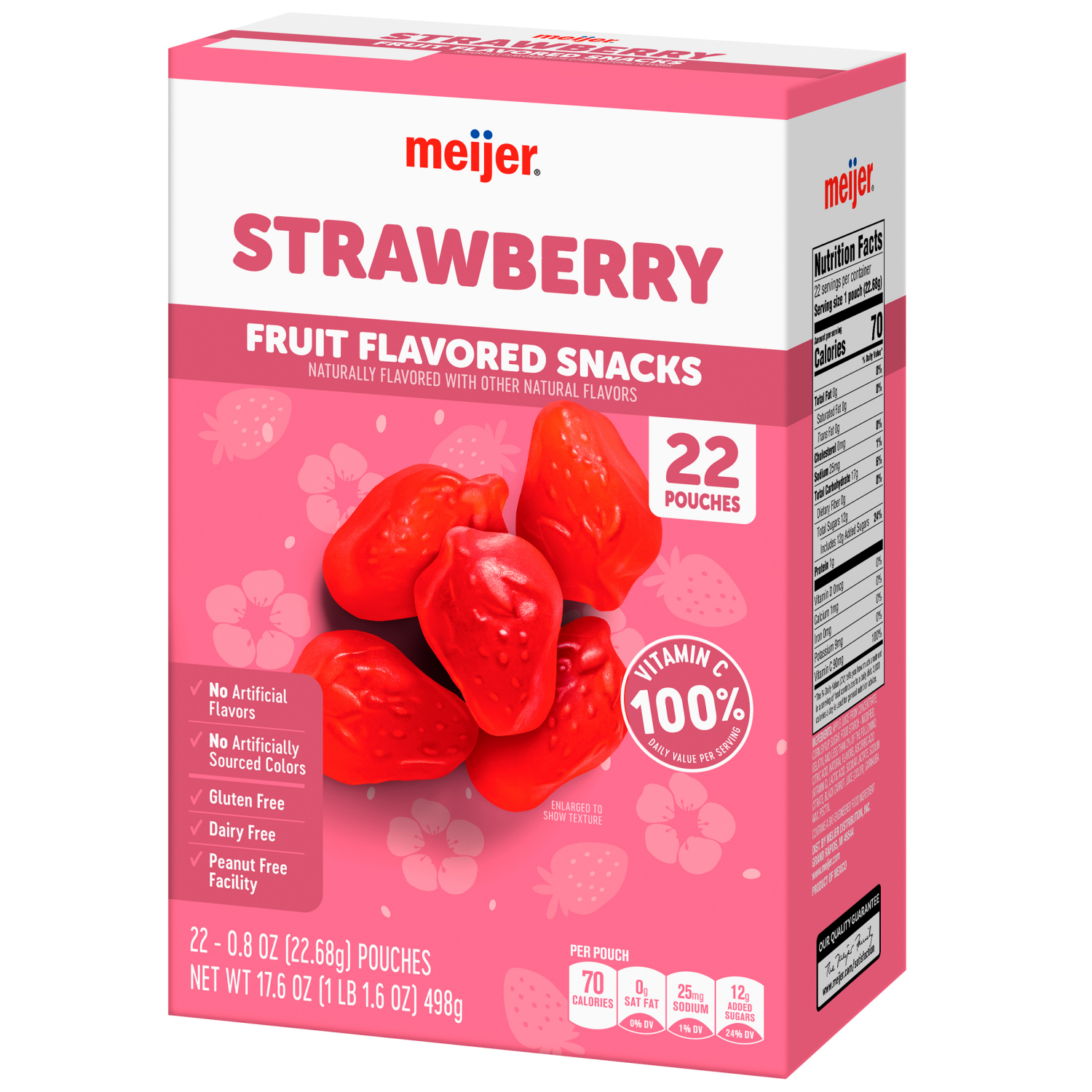 slide 7 of 8, Meijer Strawberry Fruit Snacks, 22 ct