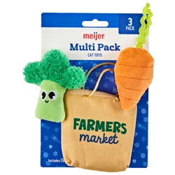Meijer Farmers Market Cat Toy 3pk Carrot Broccoli & Bag