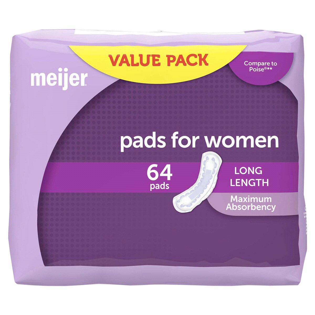 slide 1 of 4, Meijer Bladder Control Pads Maximum Long Value Pack, 64 ct