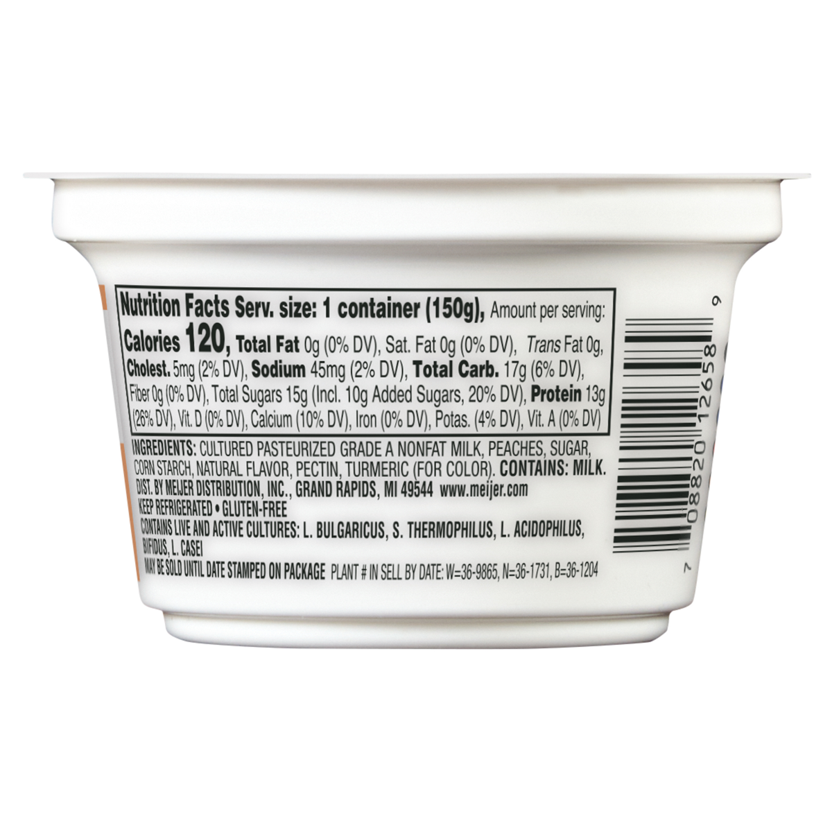 slide 2 of 2, Meijer Greek Nonfat Yogurt Peach - 5.3 oz, 5.3 oz