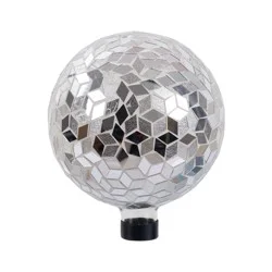 Room & Retreat Mosaic Gazing Ball, Silver, 10 In