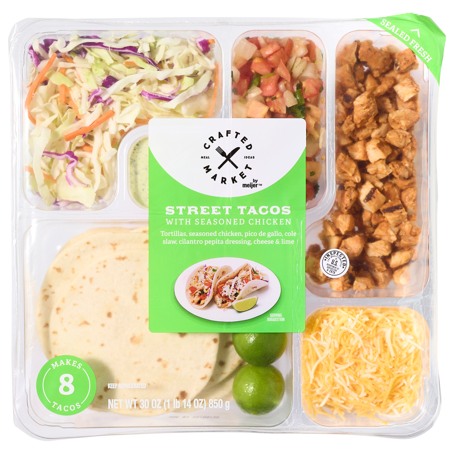 slide 1 of 2, Crafted Market by Meijer Chicken Street Tacos, 28 oz., 30 oz