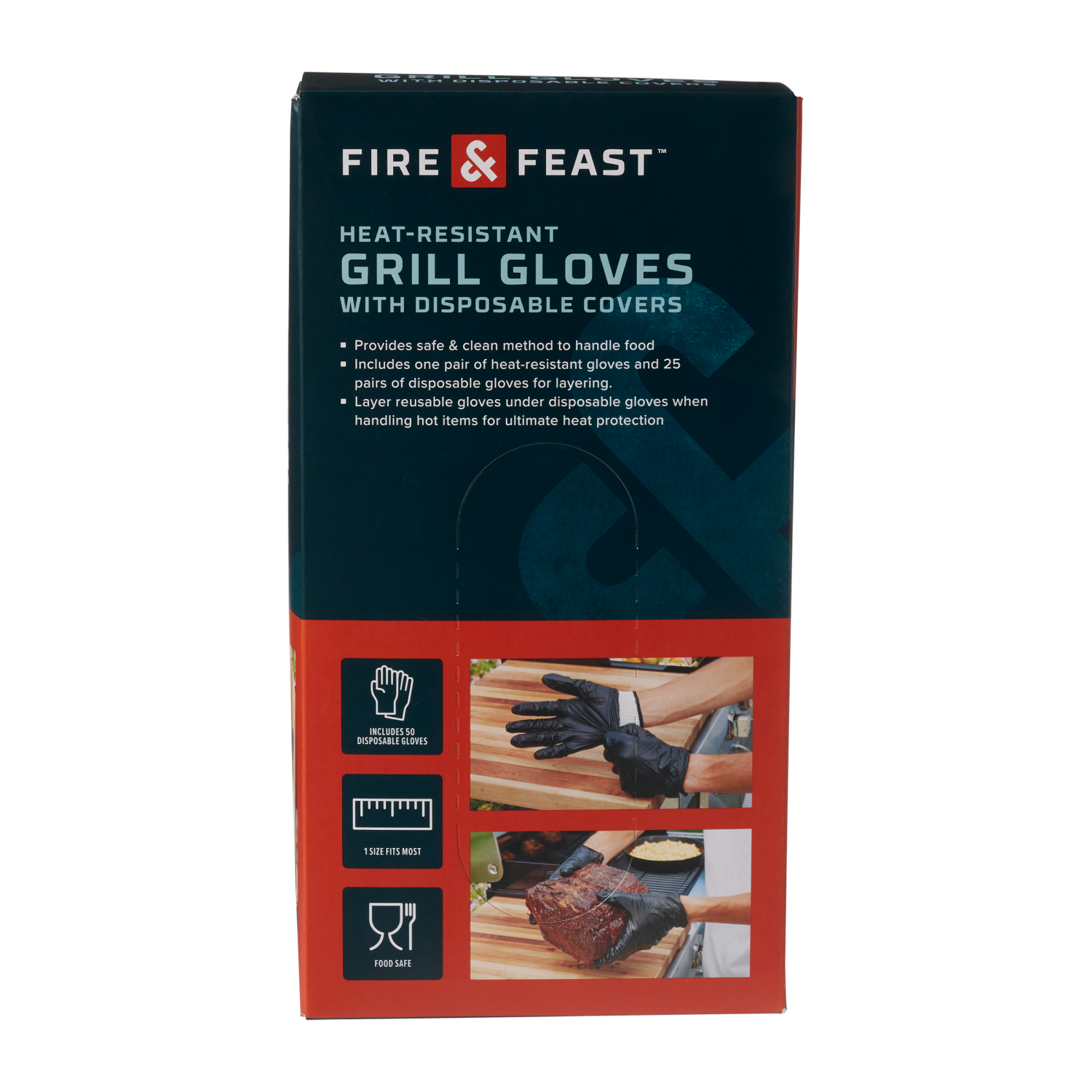 slide 1 of 3, Fire & Feast Gloves, 9.5 in