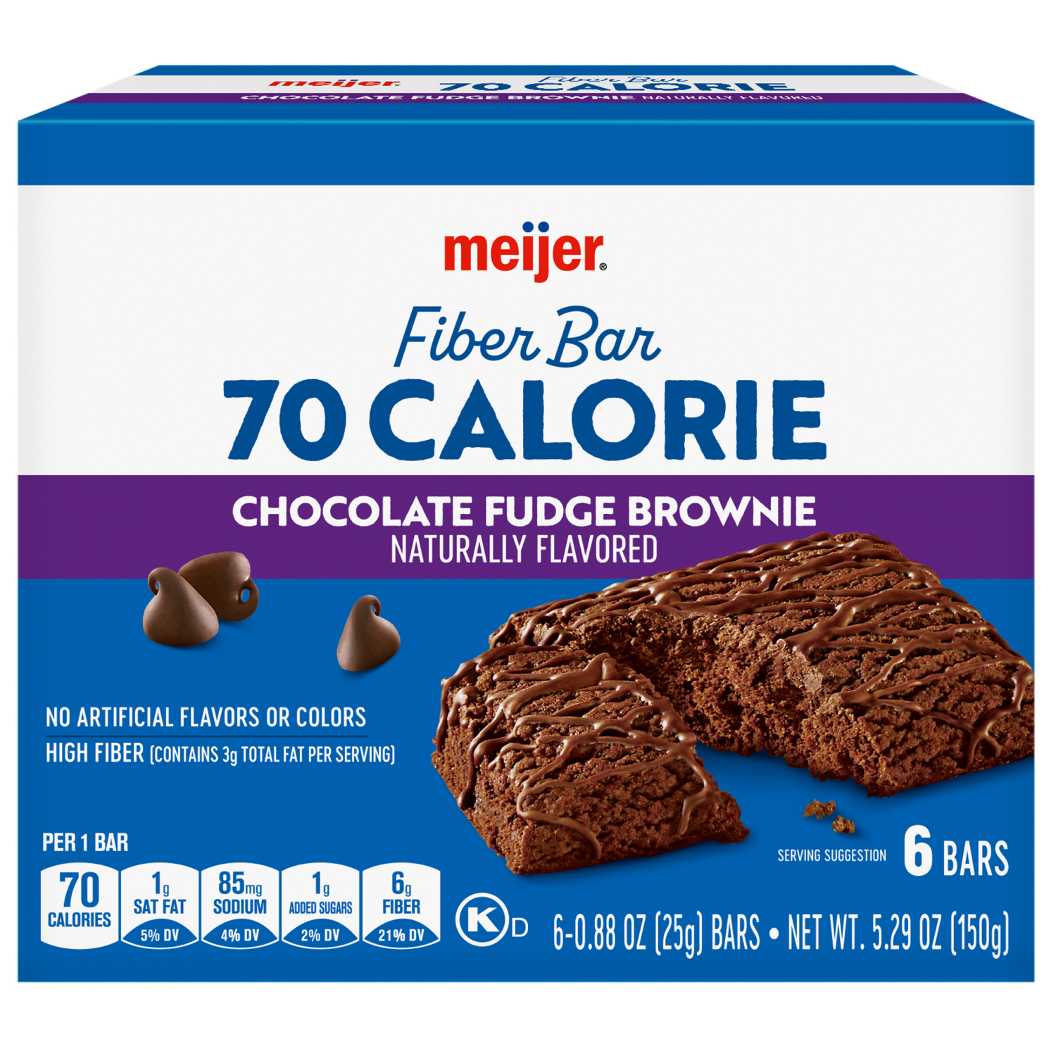 slide 1 of 8, Meijer Chocolate Fudge Brownie Fiber Bars, 6ct, 6 ct