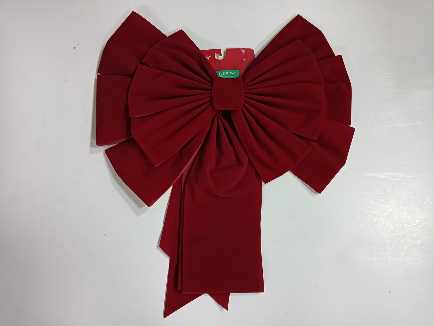 slide 1 of 1, December Home Bow Flocked Red 19x52, 14 x 28