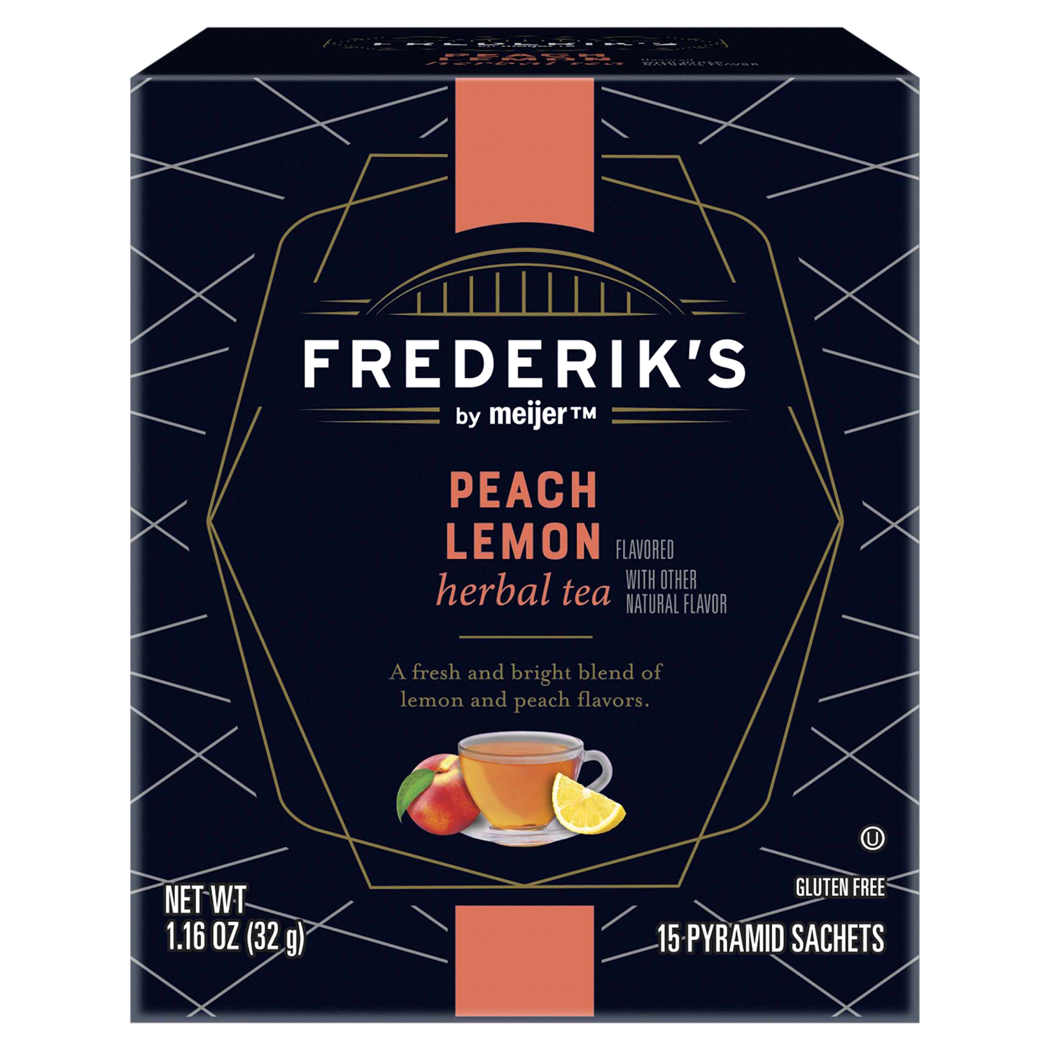 slide 1 of 5, FREDERIKS BY MEIJER Frederik's by Meijer Peach Lemon Herbal Tea - 15 ct, 15 ct