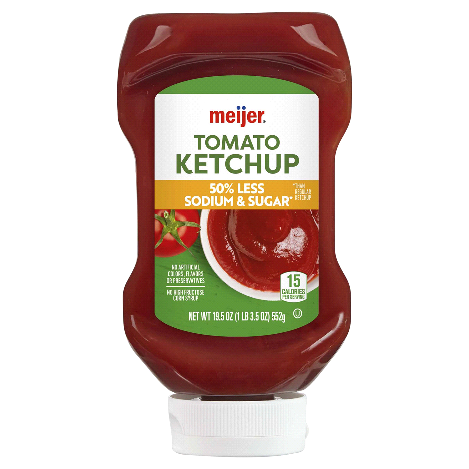 slide 1 of 2, Meijer 50% Less Sodium & Sugar Ketchup - 19 oz, 19 oz