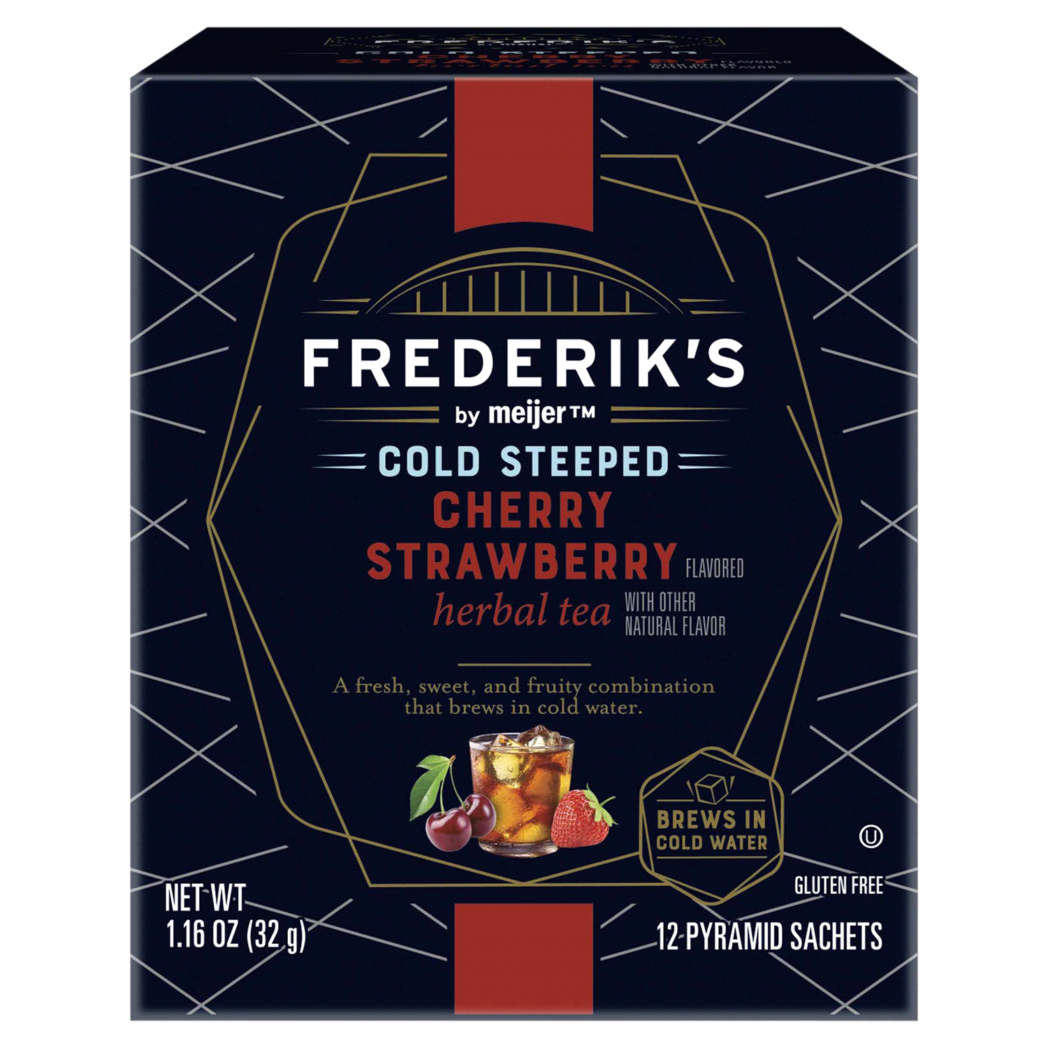slide 1 of 5, FREDERIKS BY MEIJER Frederik's by Meijer Cold Steeped Cherry Strawberry Herbal Tea - 12 ct, 12 ct
