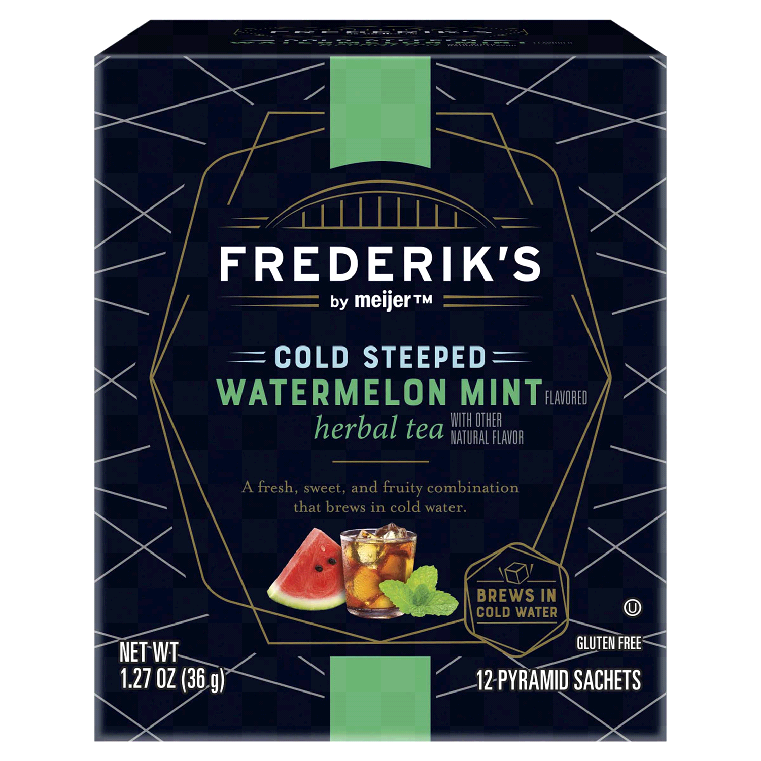 slide 1 of 5, FREDERIKS BY MEIJER Frederik's by Meijer Cold Steeped Watermelon Mint Herbal Tea - 12 ct, 12 ct