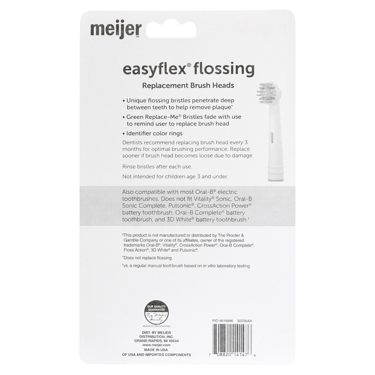 slide 2 of 2, Meijer EasyFlex Flossing Replacement Toothbrush Heads, 8 ct