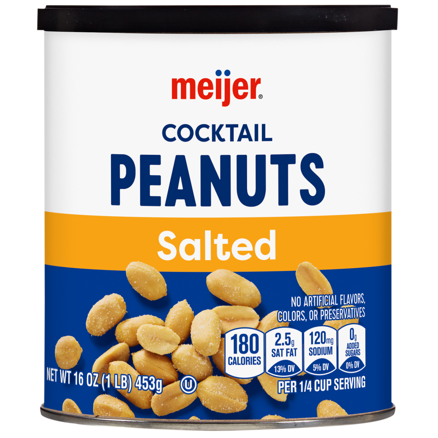 slide 1 of 2, MEIJER PEANUTSSALTED COCKTAIL CANISTER, 16 oz
