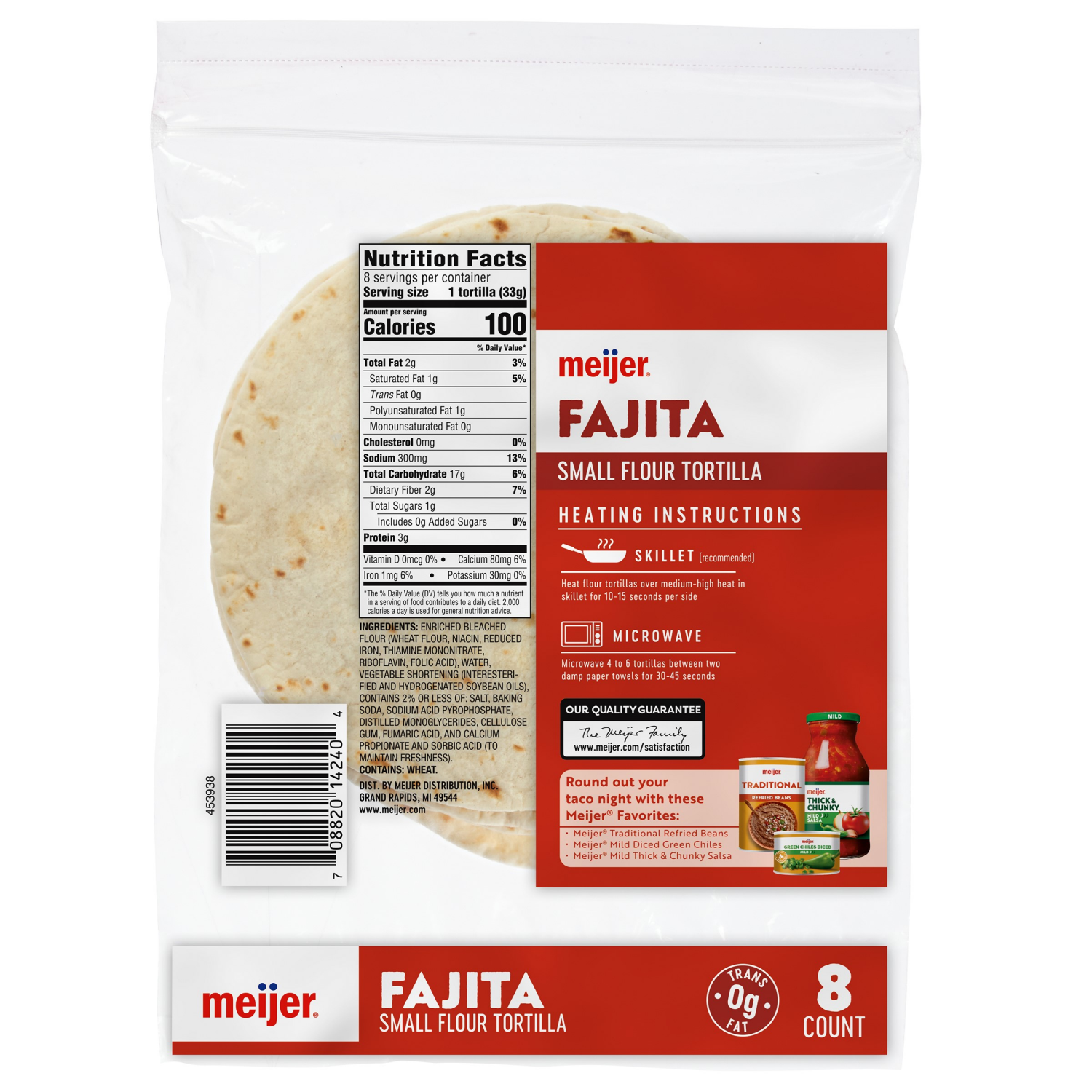 slide 2 of 2, Meijer 6" Fajita Flour Tortillas, 8 ct