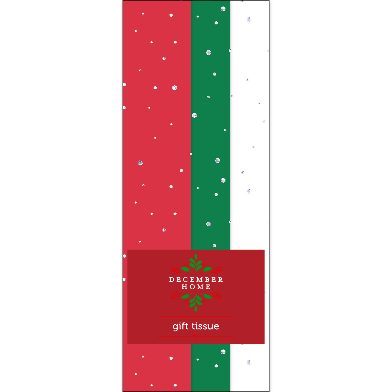 slide 1 of 1, December Home Gift Tissue Sequin Red/Green & Solid White, 40 ct