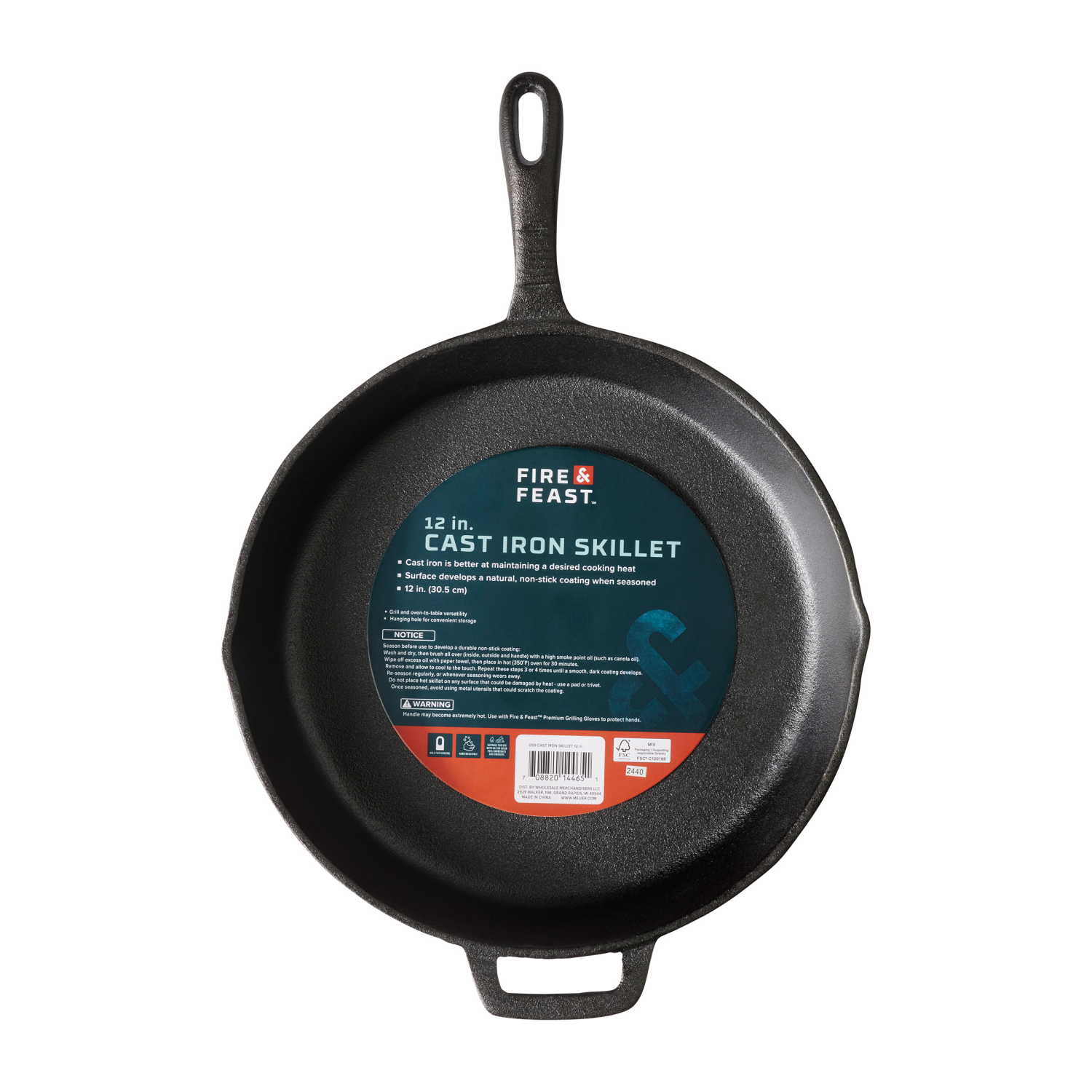 slide 1 of 3, FIRE & FEAST Fire& Feast Cast Iron Skillet, 12 in