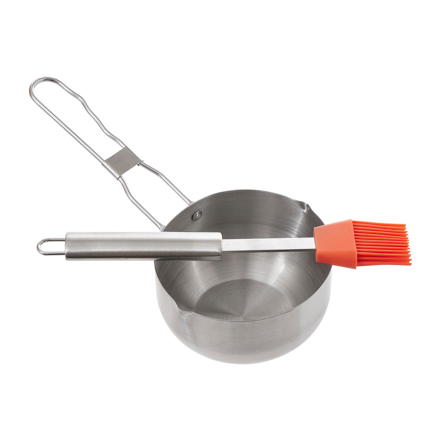 slide 3 of 4, FIRE & FEAST Fire& Feast Sauce Pot And Basting Brush Set, Red Brush, 3.5 in/9.4 in
