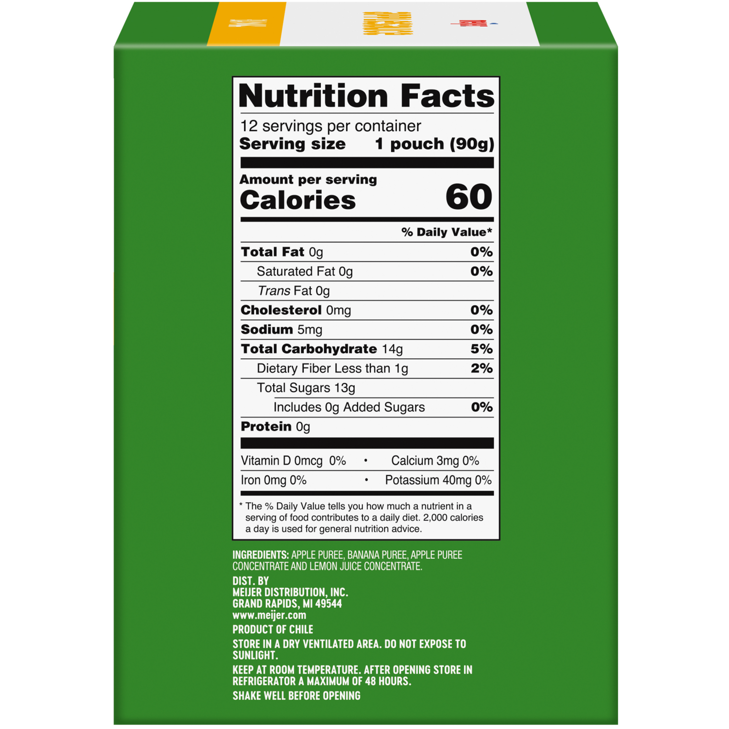 slide 3 of 5, MEIJER APPLE BANANA POUCHES 12 CT/3.2 OZ, 12 ct, 3.2 oz