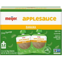 Meijer Applesauce Banana Pouches, 3.2 Oz, 12 Ct