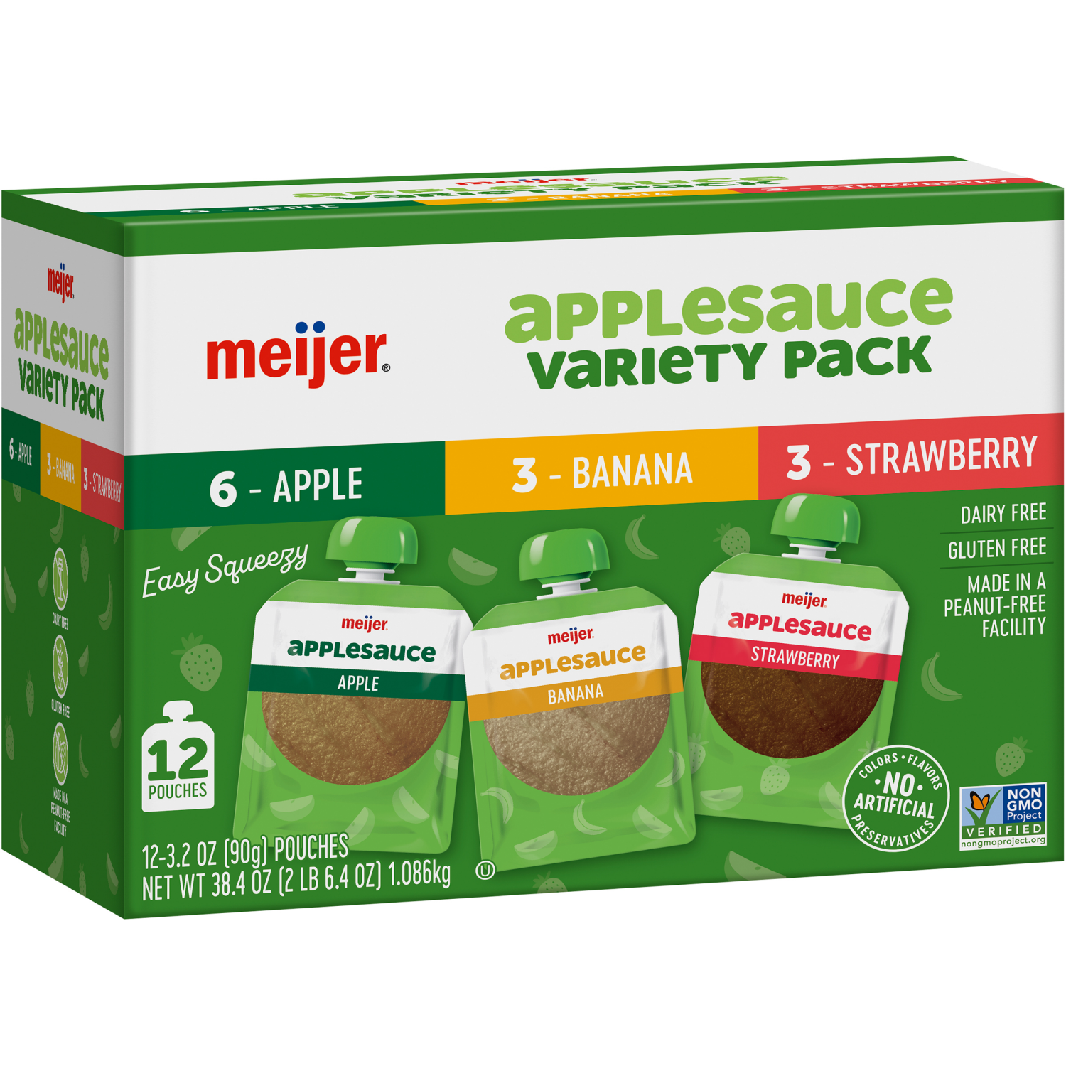 slide 4 of 5, MEIJER VRTY PK APP/BAN/STRAW POUCHES 12 CT/3.2 OZ, 12 ct, 3.2 oz