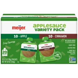Meijer Applesauce Variety Pk, Apple And Cinnamon, 20 Ct, 3.2 Oz
