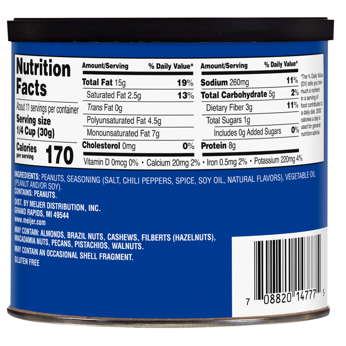 slide 2 of 2, Meijer Hot & Spicy Peanuts, 8 oz