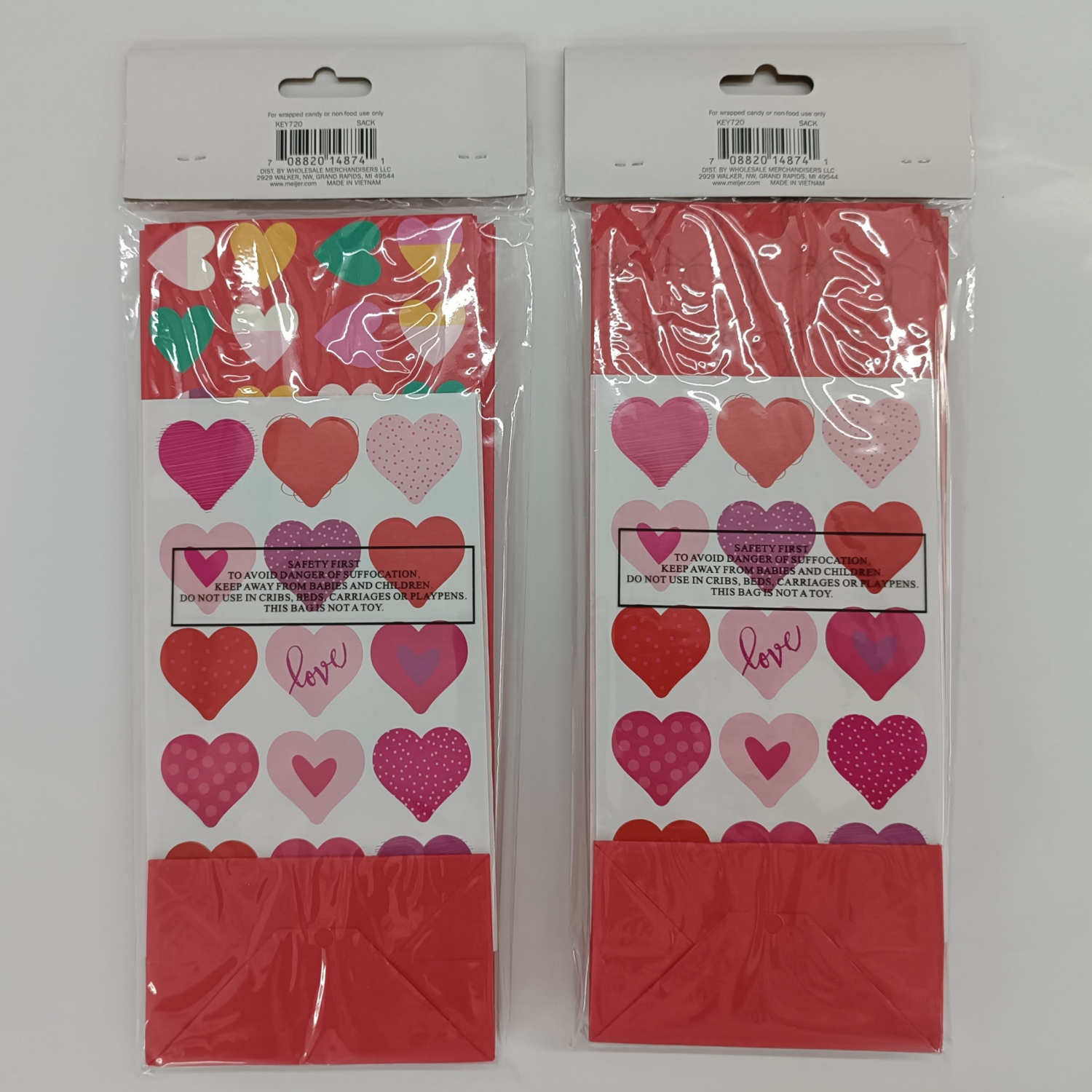 slide 2 of 2, Meijer Corporate Seasonal Meijer Valentine Paper Treat Sack 10 Counts, Assorted Styles, 10 ct