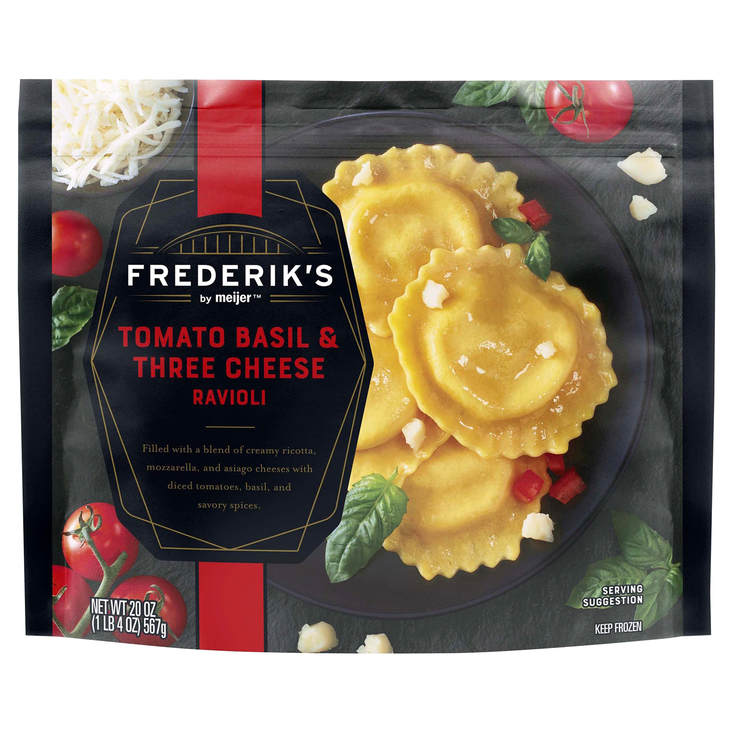 slide 1 of 1, FREDERIKS BY MEIJER Frederik's by Meijer Tomato, Basil & Three Cheese Ravioli, 20 oz