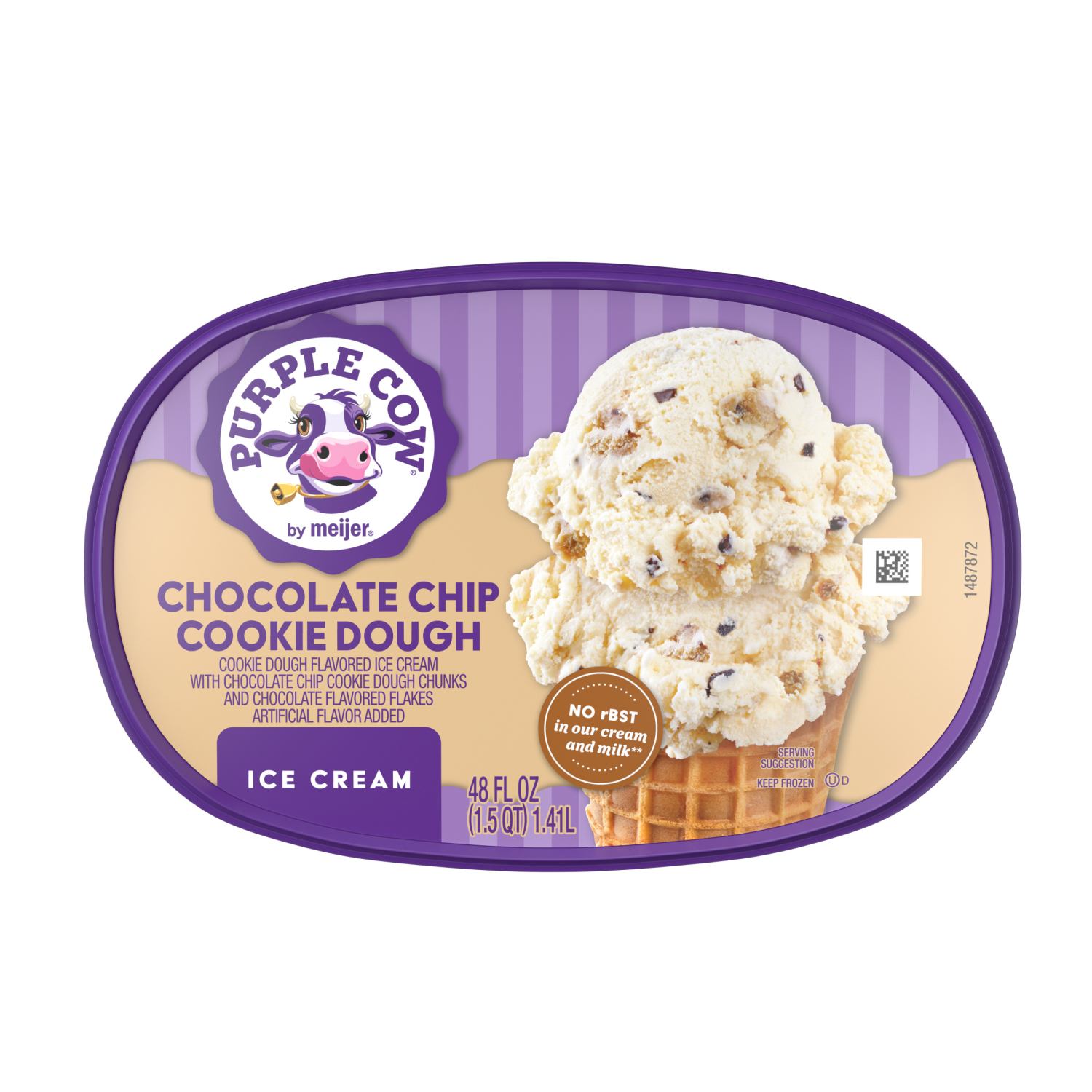 slide 2 of 5, Purple Cow Chocolate Chip Cookie Dough Ice Cream, 1.5 qt