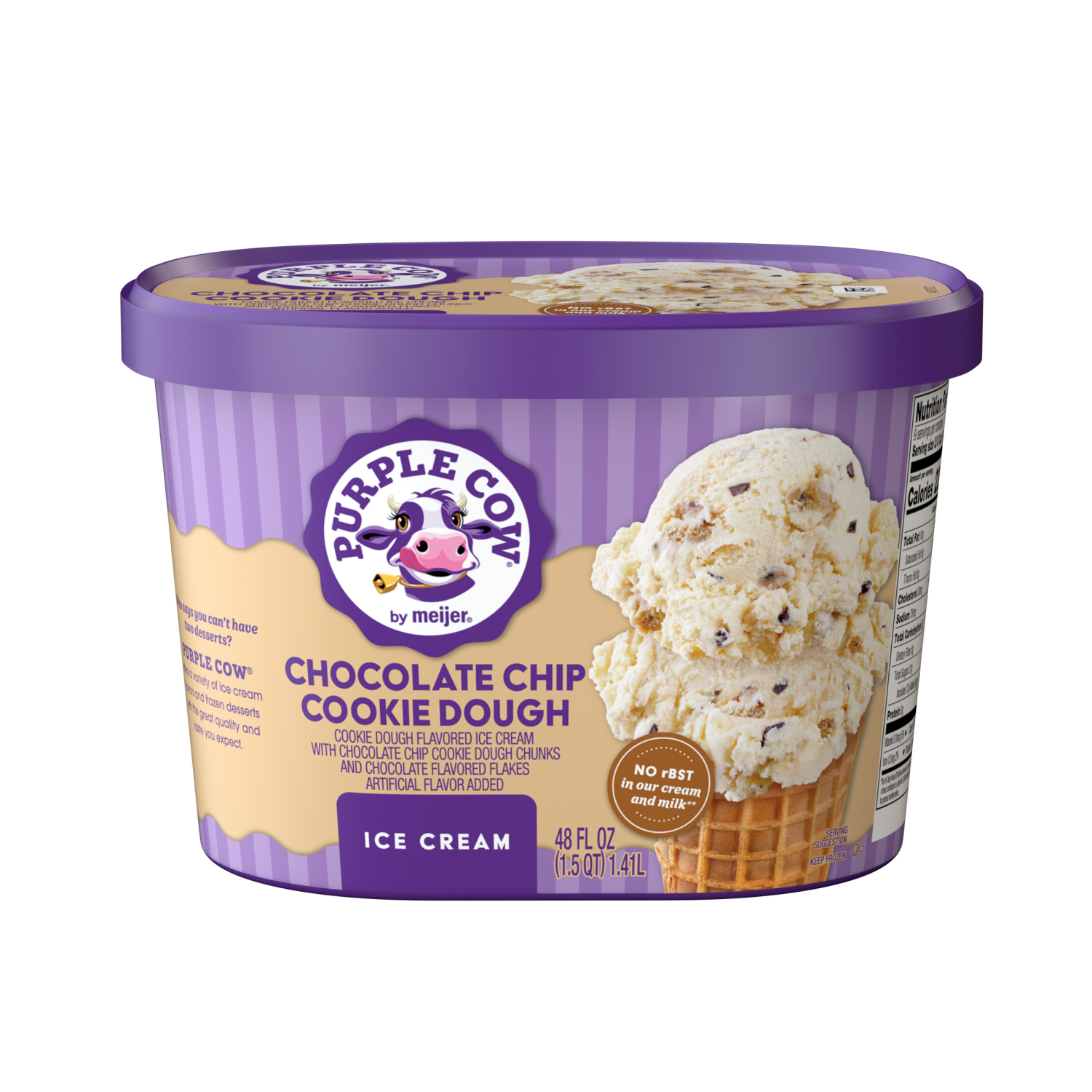 slide 1 of 5, Purple Cow Chocolate Chip Cookie Dough Ice Cream, 1.5 qt